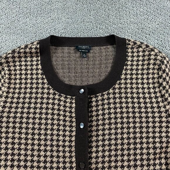 Talbots Brown and Tan Houndstooth Cardigan - Picture 2 of 10
